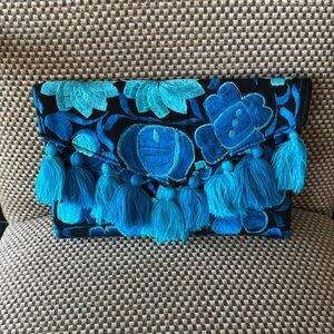 Handmade Mexican Embroidery Clutch Bag